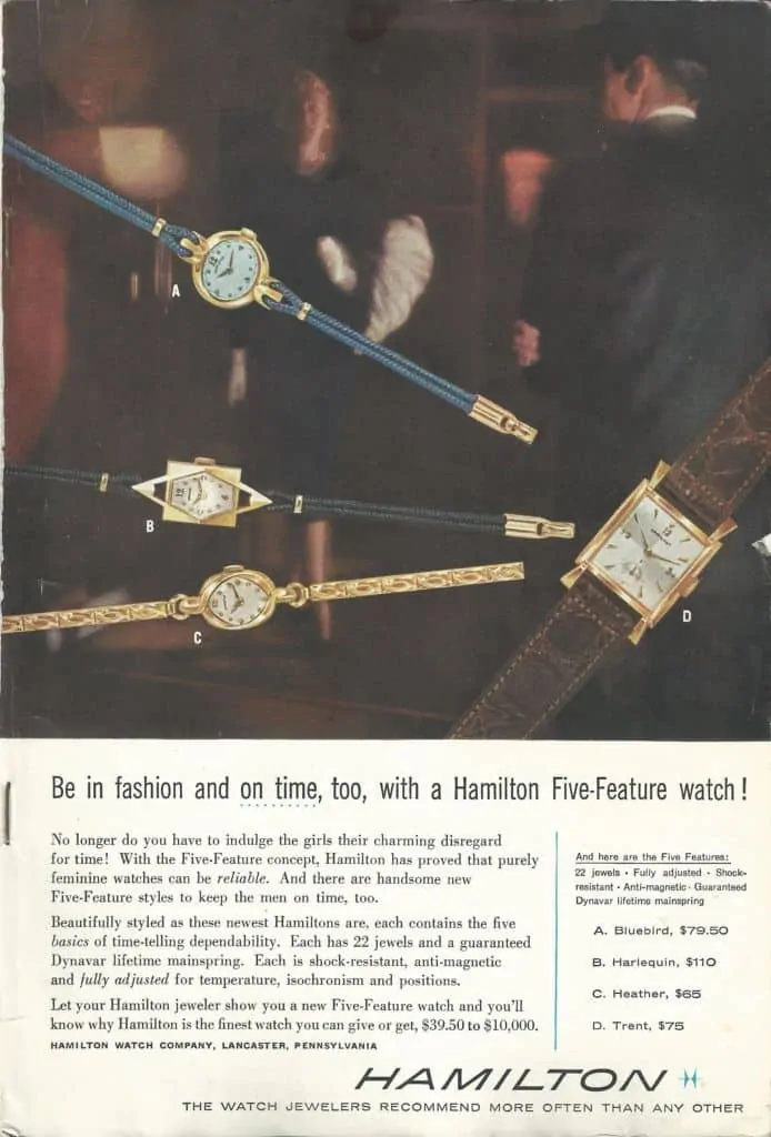 1956 Hamilton Vintage Print ads