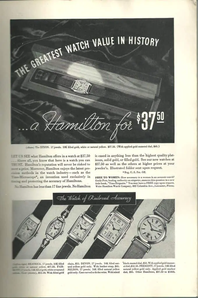 1935 Hamilton Vintage Print ads