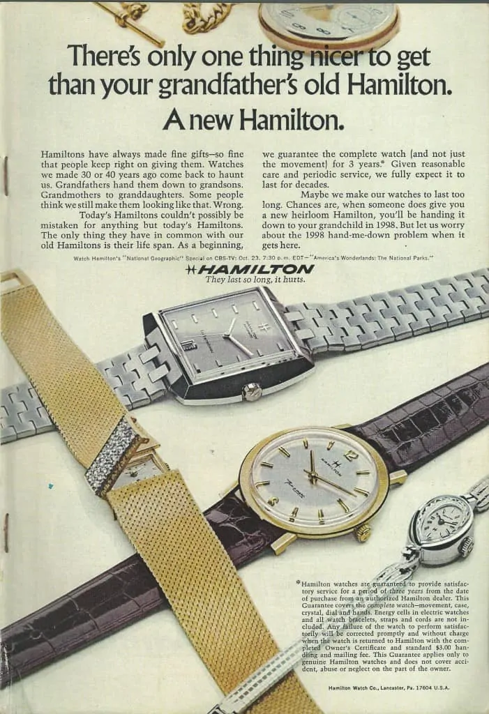 1968 Hamilton Vintage Print ads