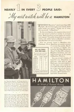 1934 Hamilton Vintage Print ads