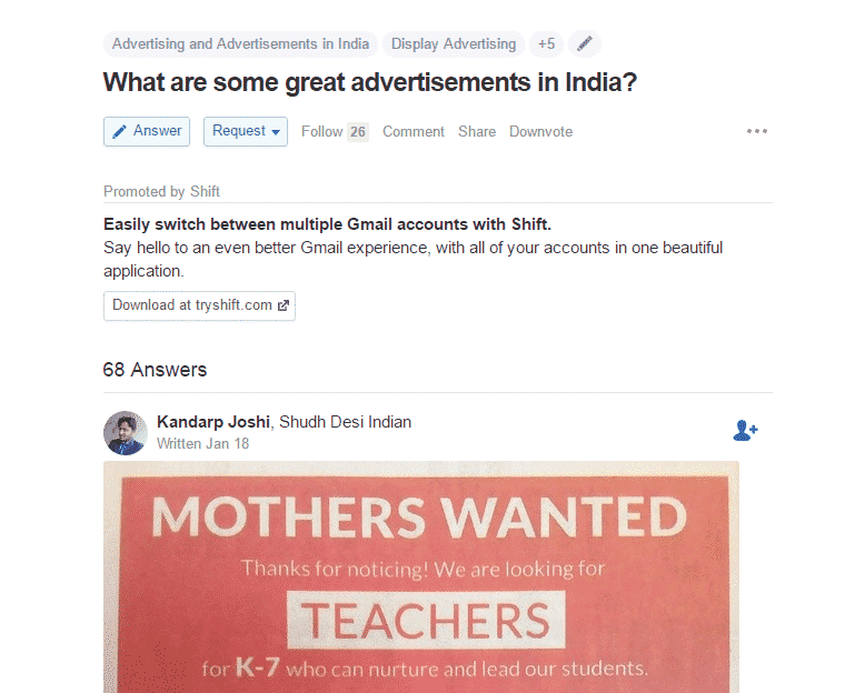 quora business model promoted content