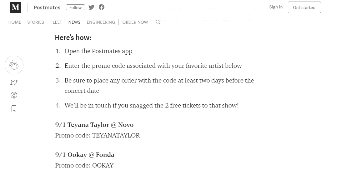 postmates promotion