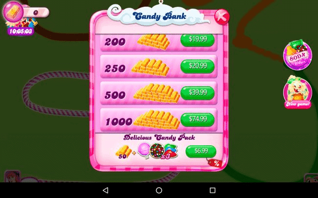 candy crush in app purchases