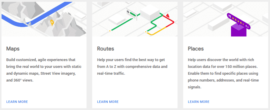 google maps api products