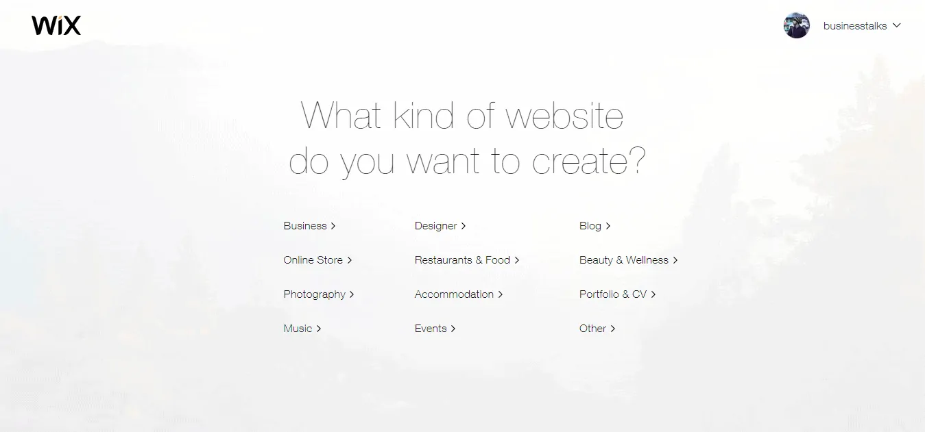 wix create website 1