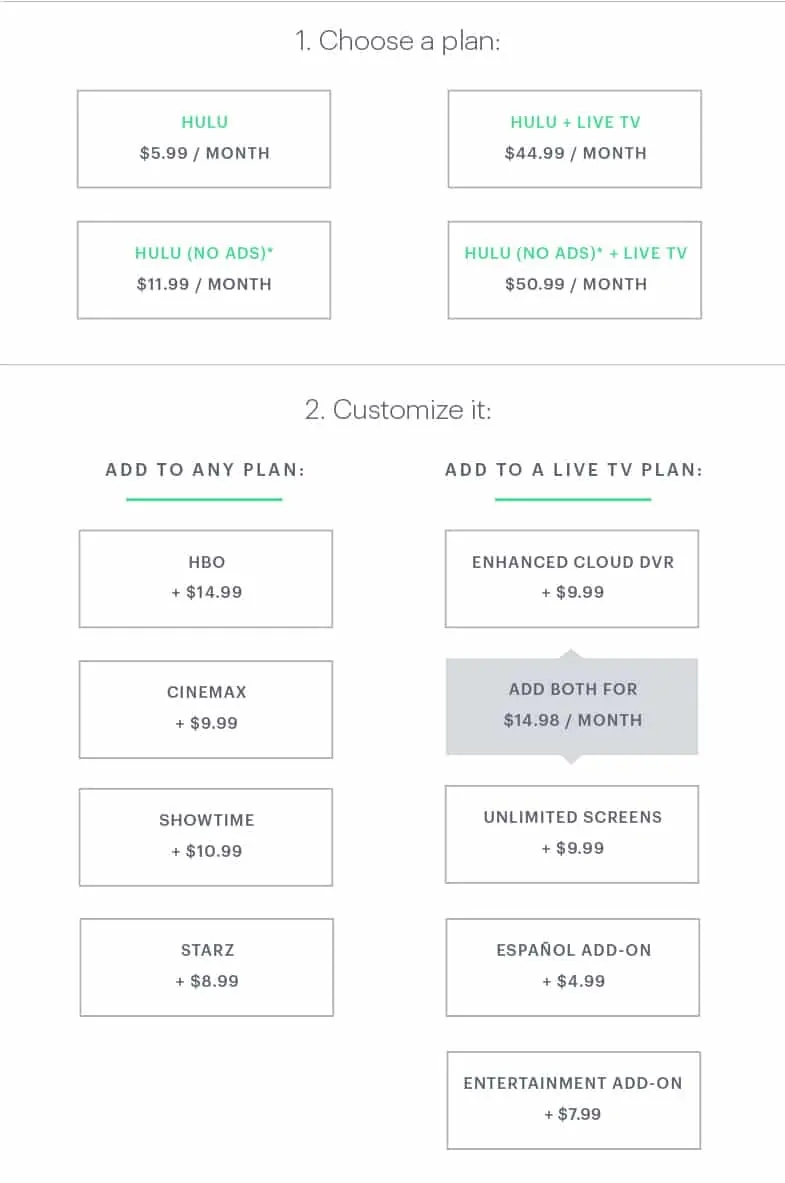 hulu subscription plans