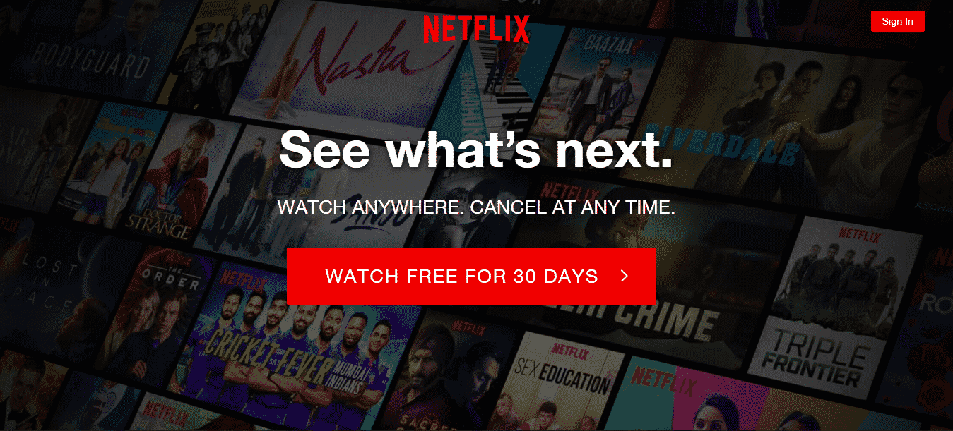 netflix landing page