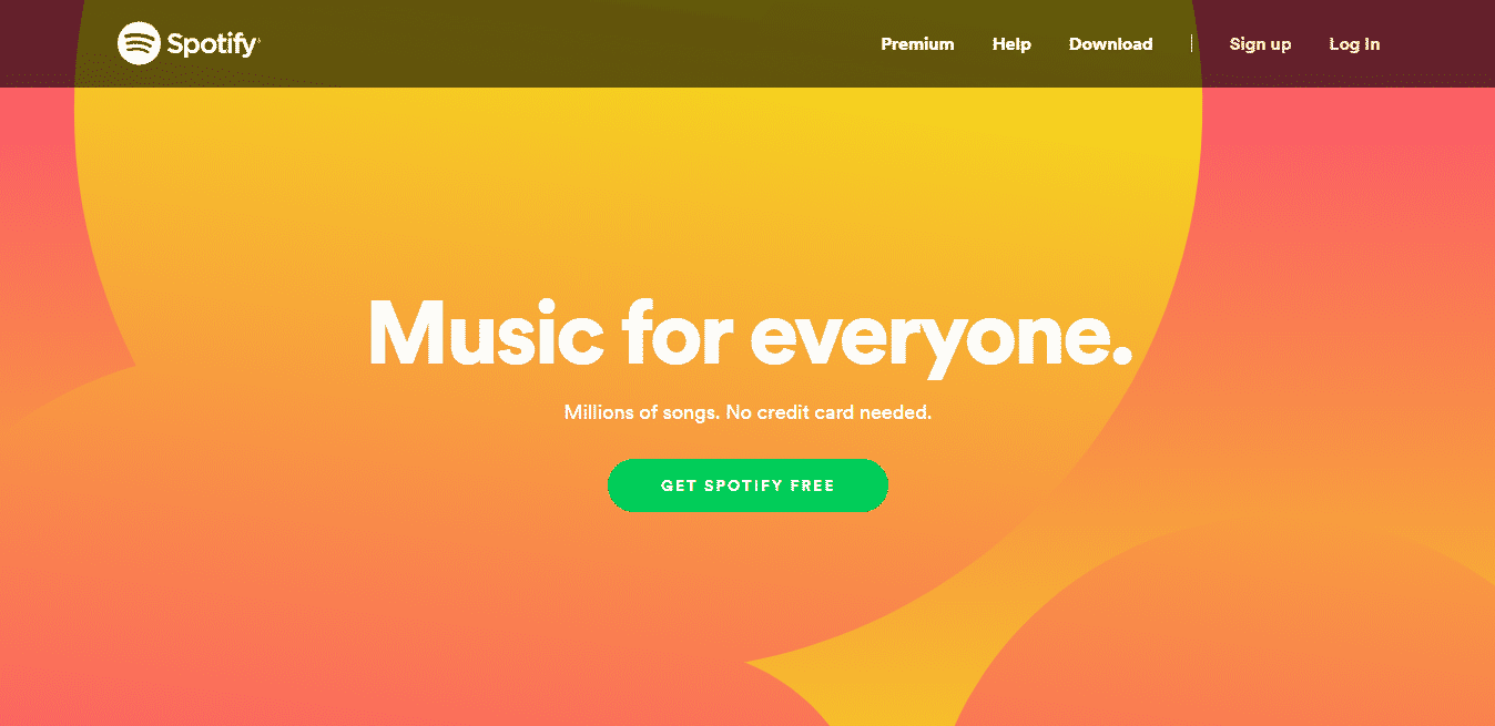 spotify landing page