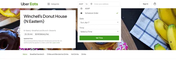 uber eats schedule time