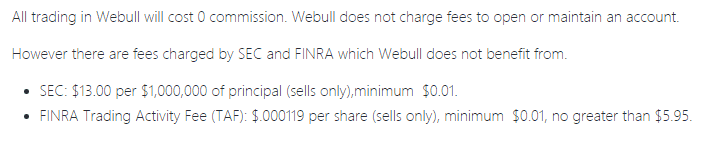 sec finra fees webull