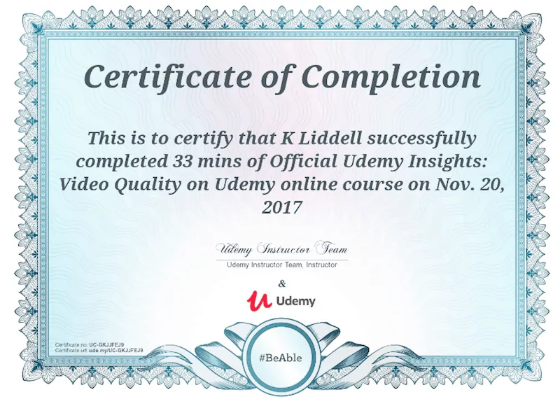 udemy certificate