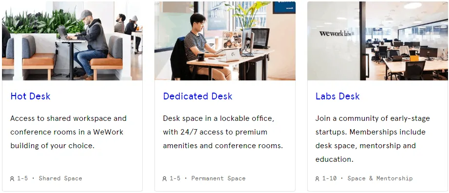 wework desk spaces