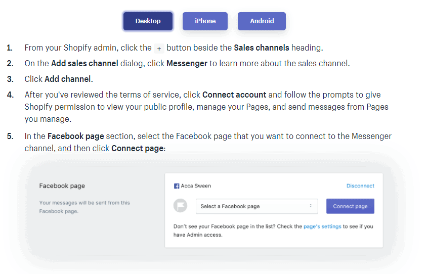 Connecting Shopify To Facebook Messenger