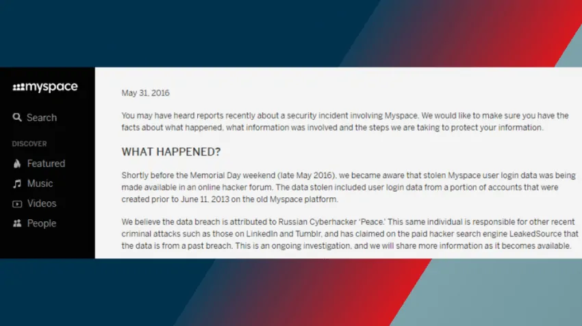 myspace data breach