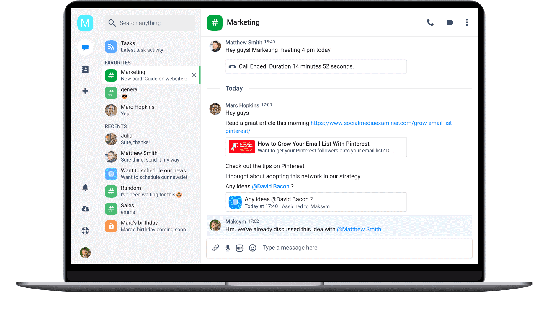 chanty user interface