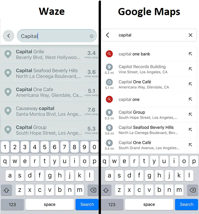 Waze and Google Maps Location Search