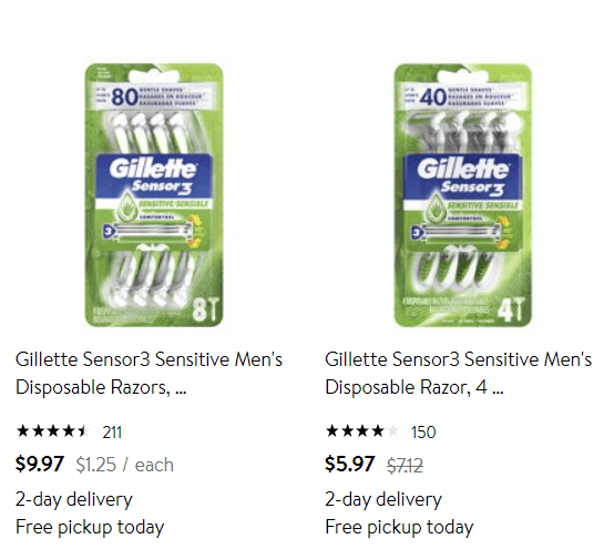 Gillette prices