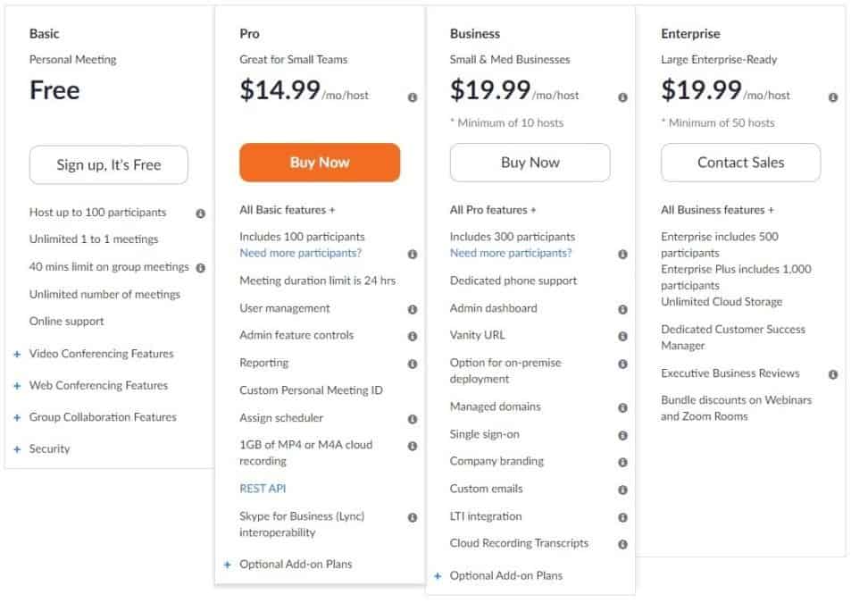 zoom business monthly plan