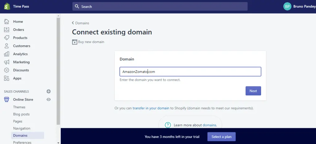 Connecting an existing domain to your new Shopify domain