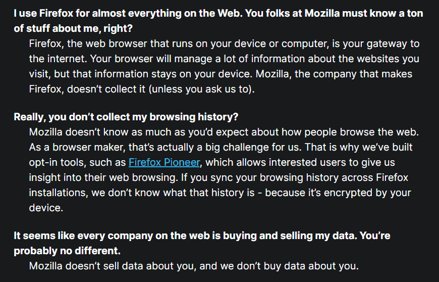 Mozilla privacy