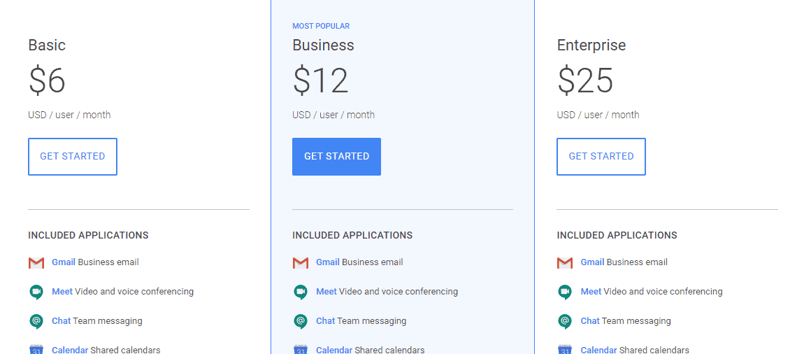 gsuite pricing