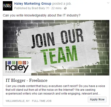 facebook job posting