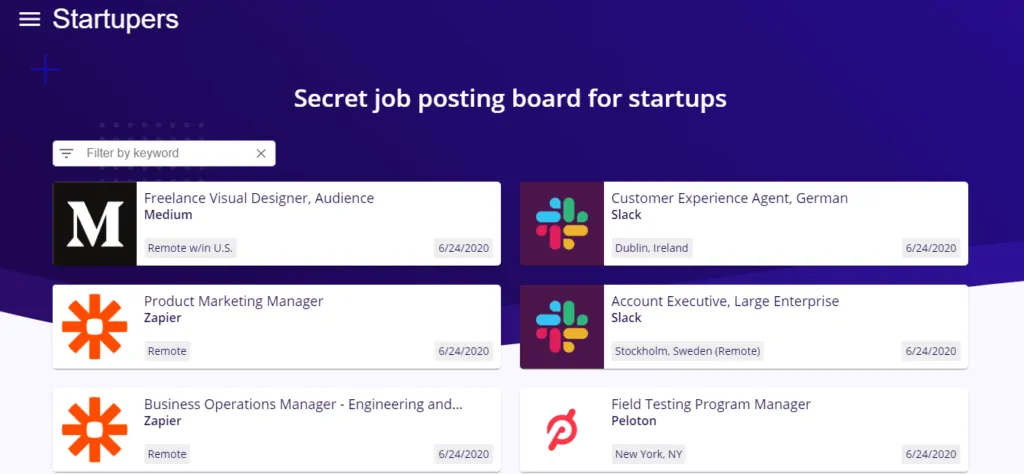 startupers job posting