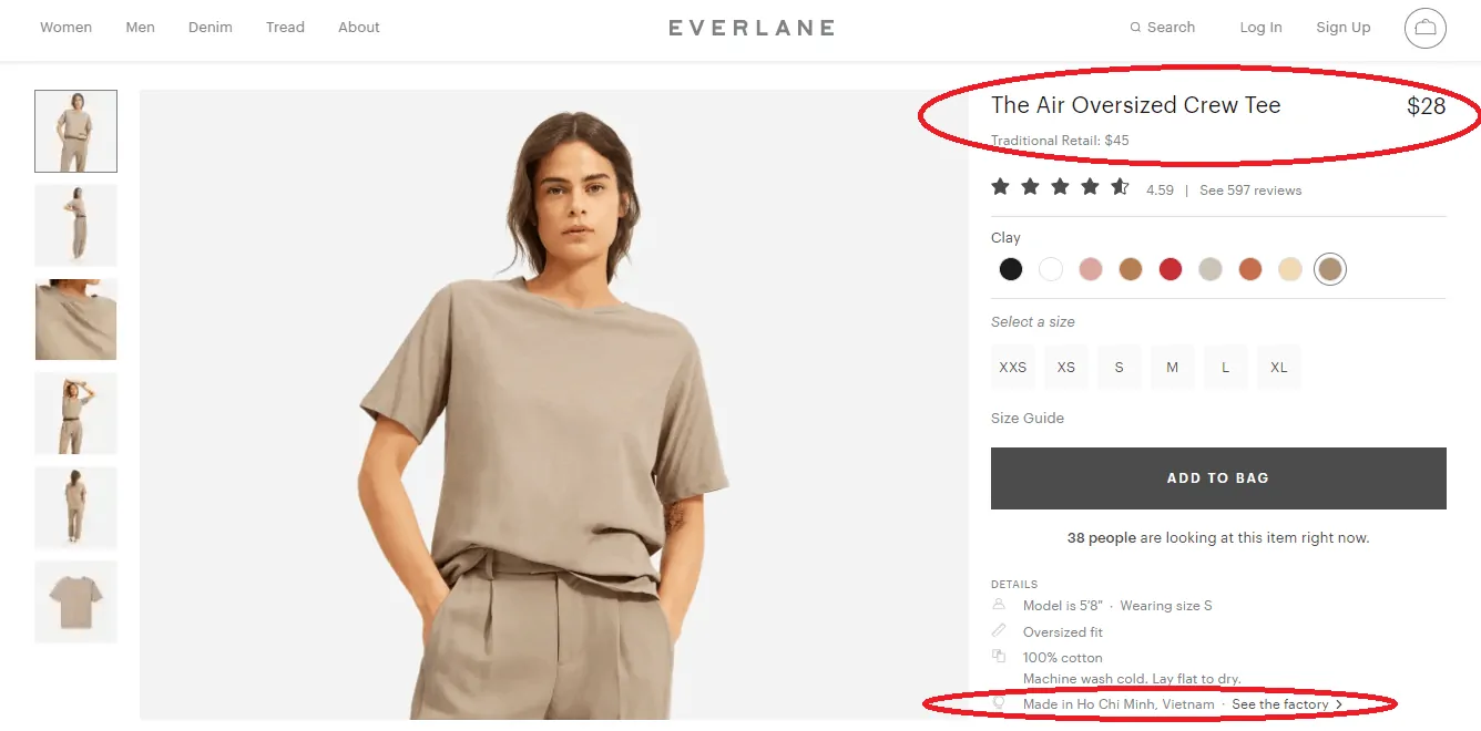 everlane price comparision