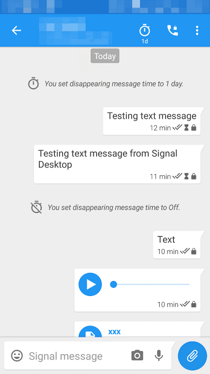 signal disappearing message