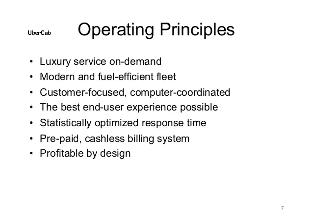 Uber operating principles