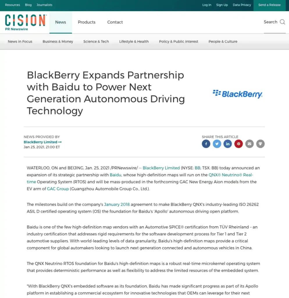 blackberry press release