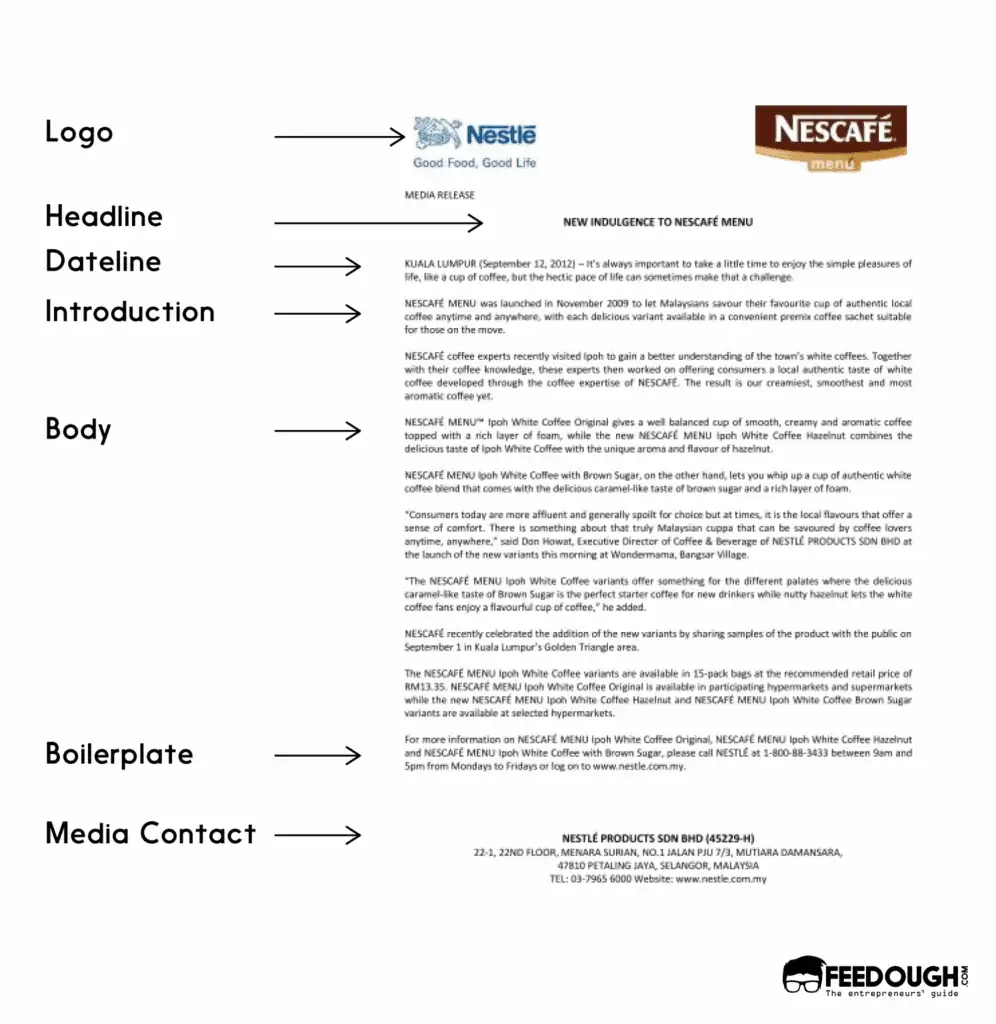 press release format