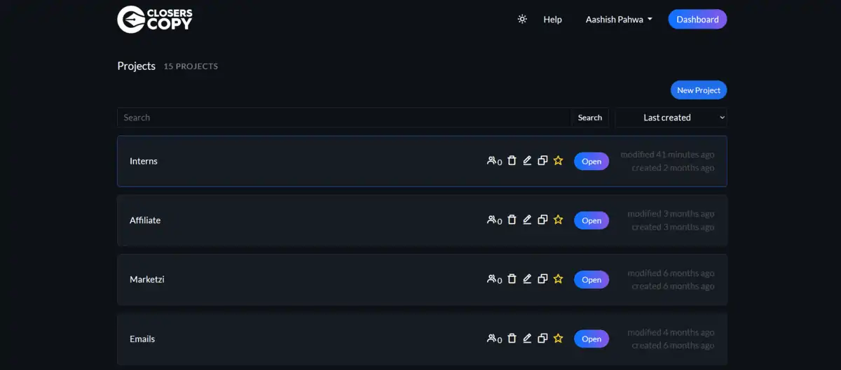 Closerscopy Dashboard