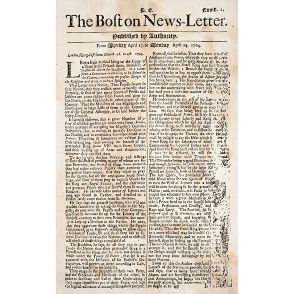 first newspaper ad appeared in the Boston News-Letter
