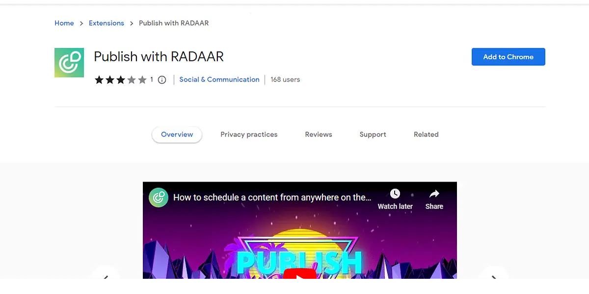 Publish with RADAAR Chrome Extension
