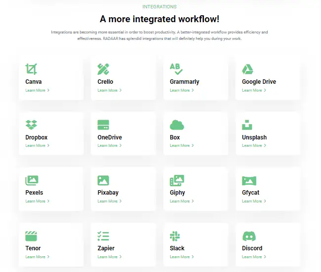 Radaar Integrations With Applications 