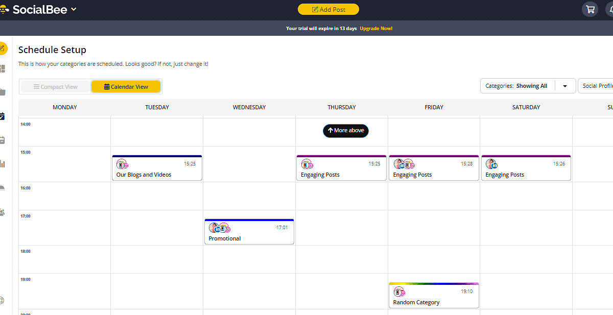 SocialBee Edit The Posting Time