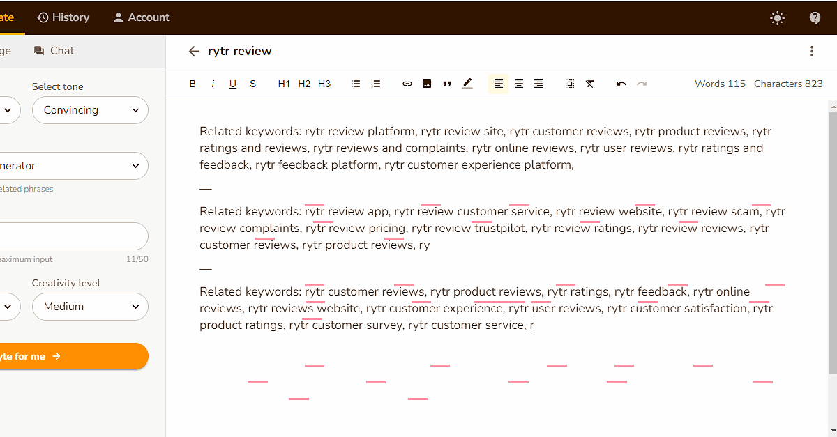 Rytr Keyword Generator 