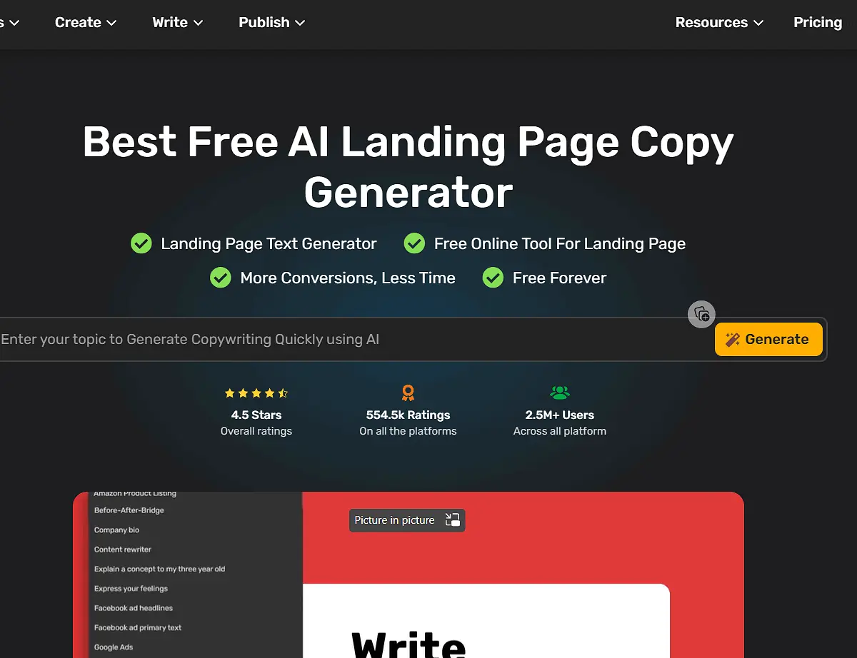 Simplified AI Landing Page Generator