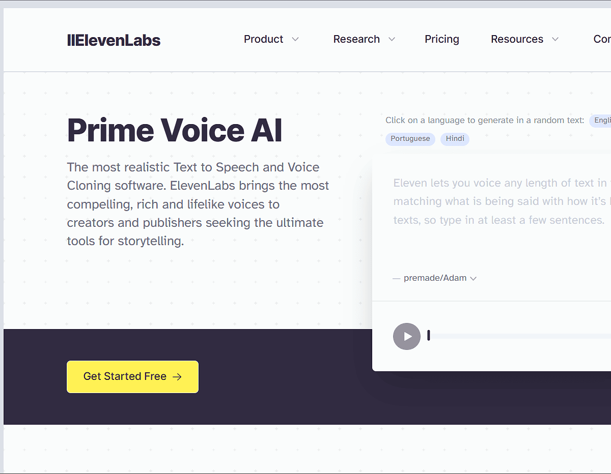 Eleven labs AI Voice Cloning Tool