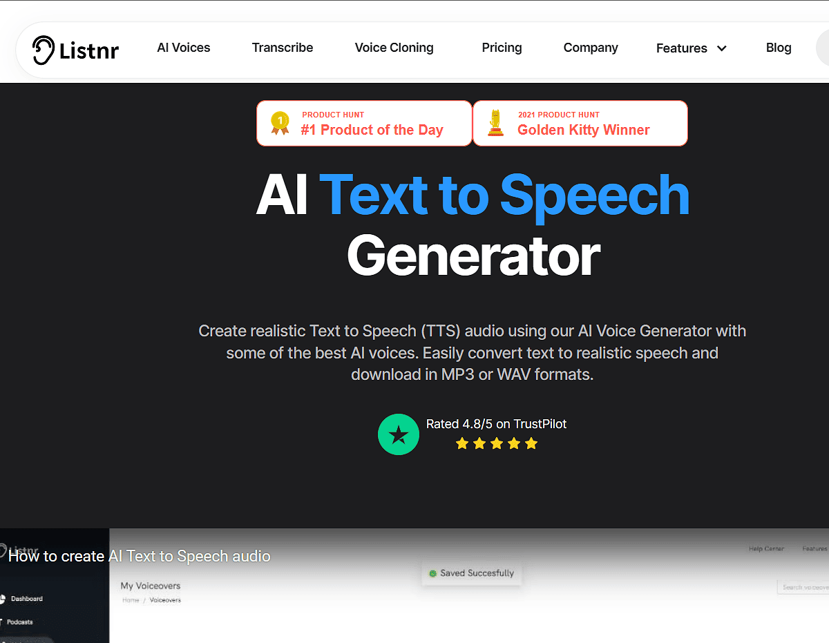 listnr listnr AI Text To Speech Generators