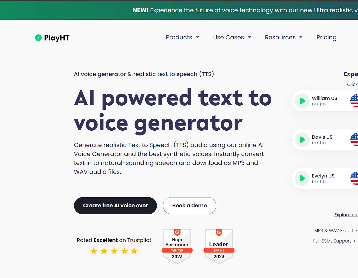 playHT Text To Speech Software