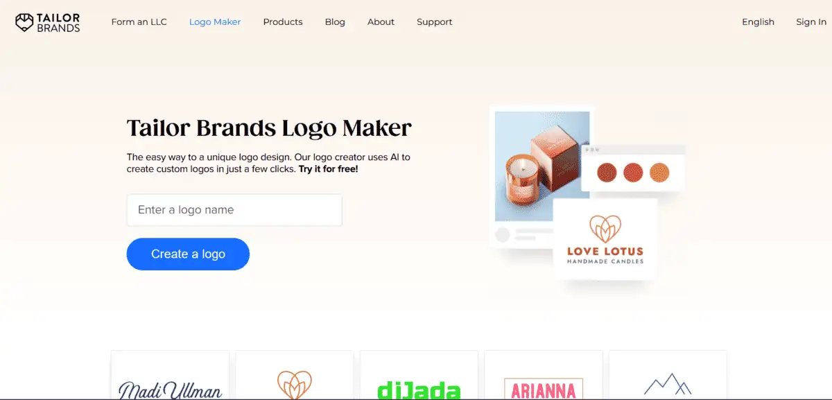 Tailor Brands Best Logo AI Generator