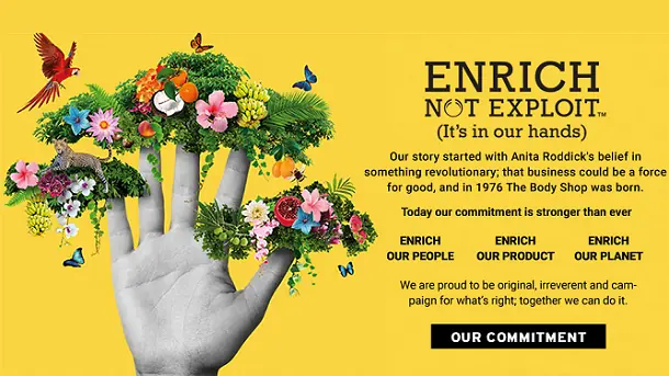 The Body Shop also uses social media to promote its sustainable products and its commitment to sustainability.
