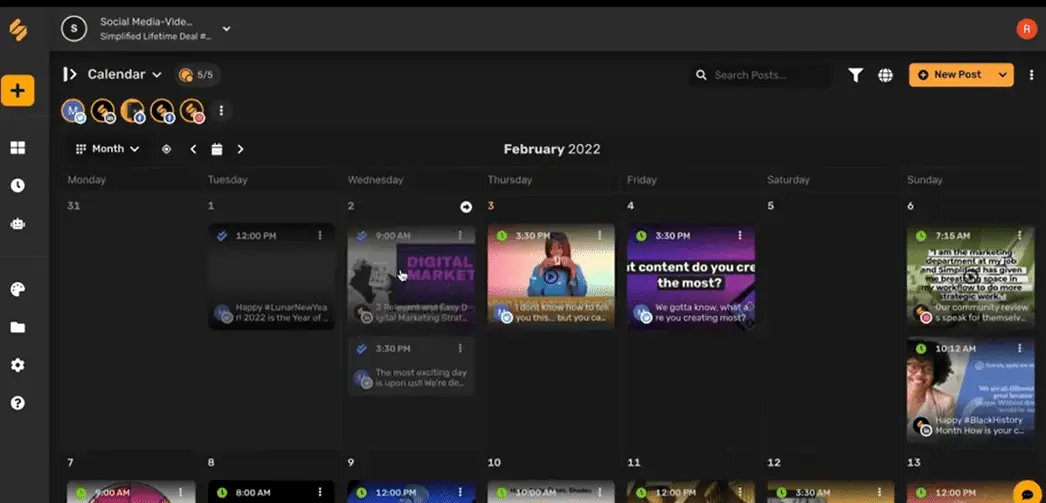 Simplified’s social media calendar 