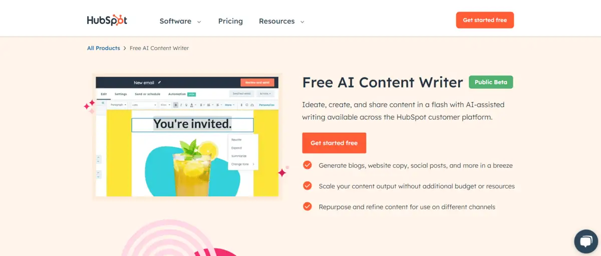 HubSpot’s AI content writer - Free AI Content Writing Tools