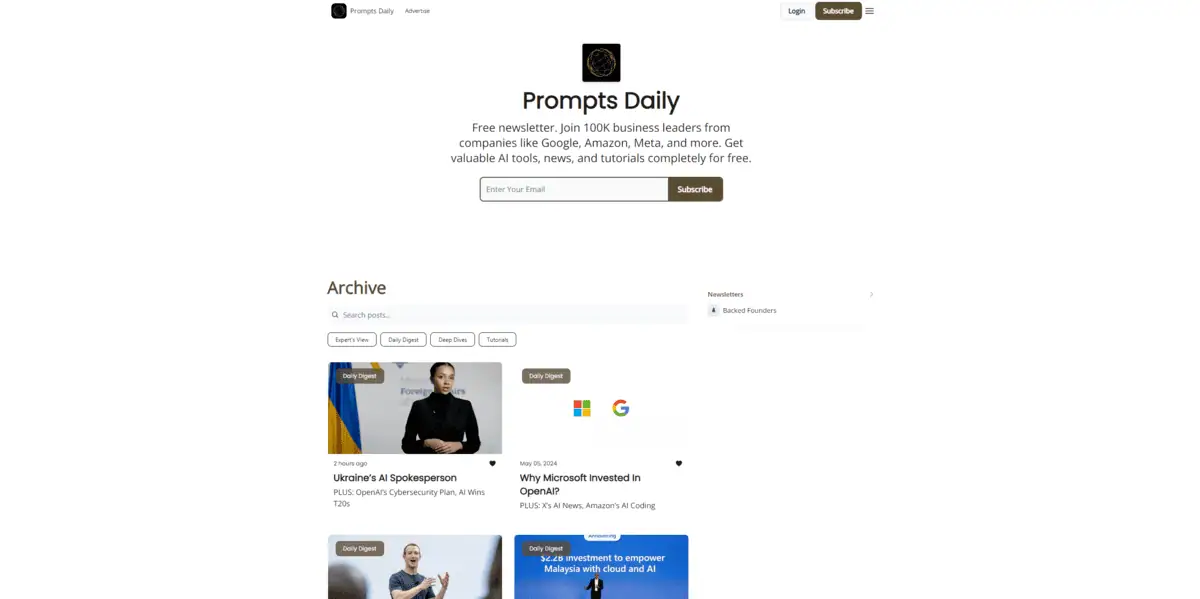 Screenshot 2024-05-06 173952 Prompts Daily- Best AI Newsletters