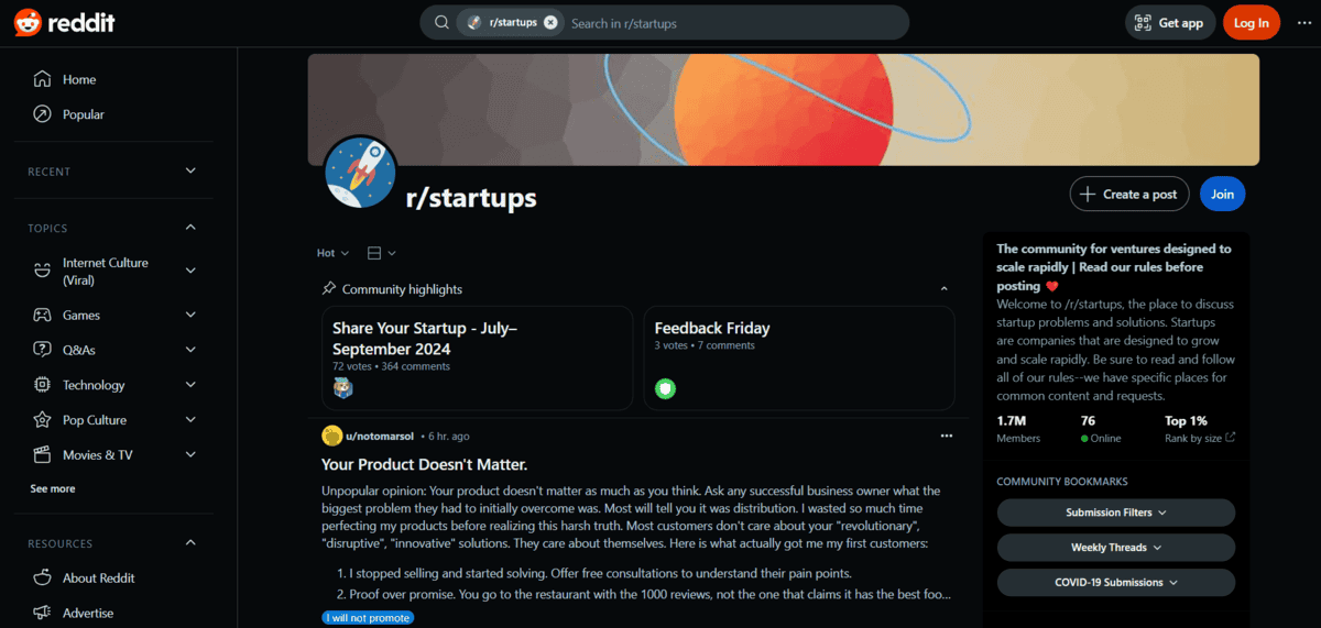 Picture11 Reddit r/startups - Best Startup Directory