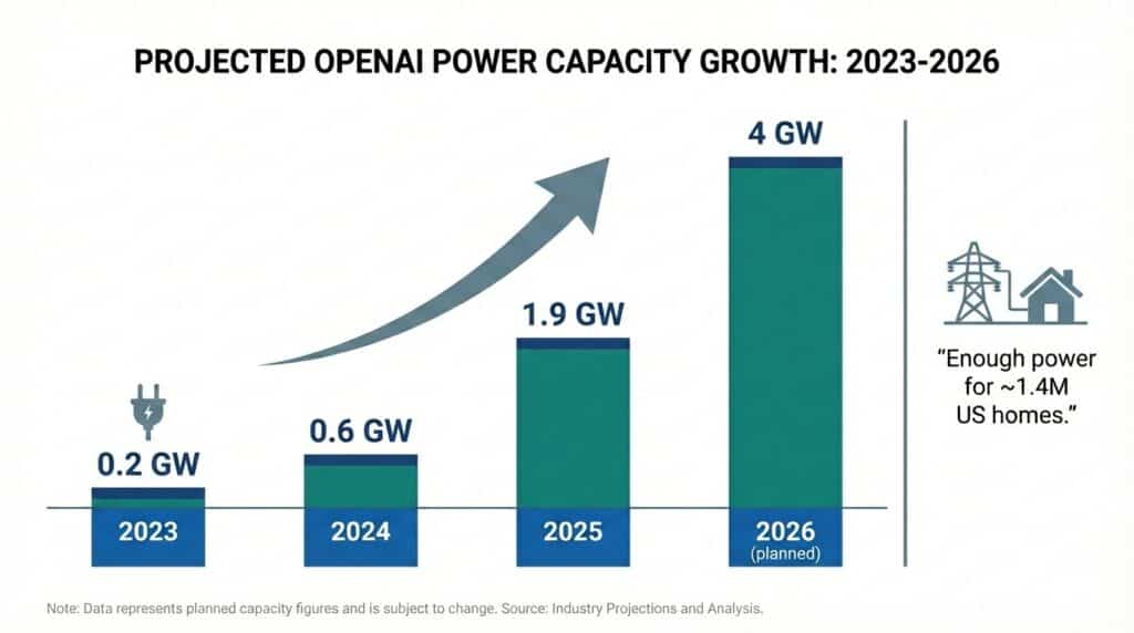 openai power capacity growth 2023-2026