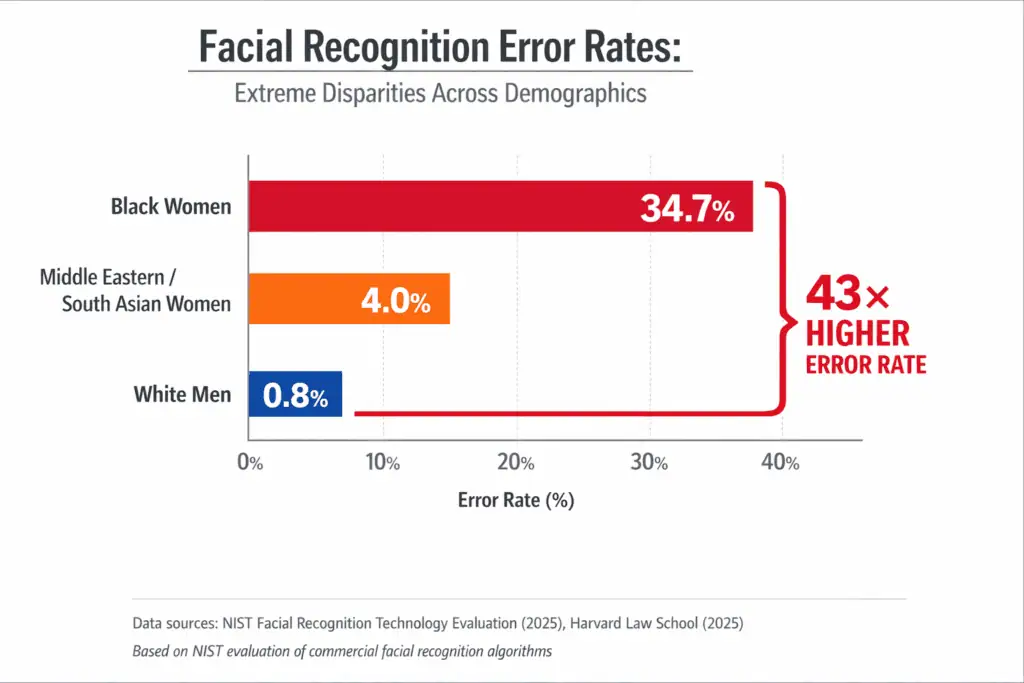 facial recognition error rate across various demograhics